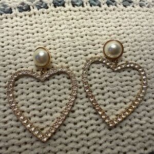 BaubleBar Gold and Pearl Heart Earrings